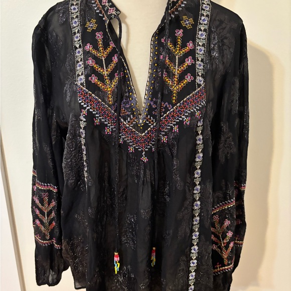 ZARA EMBROIDERED JACQUARD BLOUSE - Picture 11 of 14